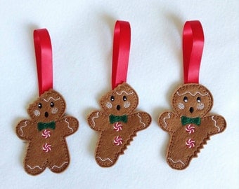 Christmas decorations, Christmas, Gingerbread, gingerbread man decoration, tree hanging, felt Christmas decoration, set of 3 decorations