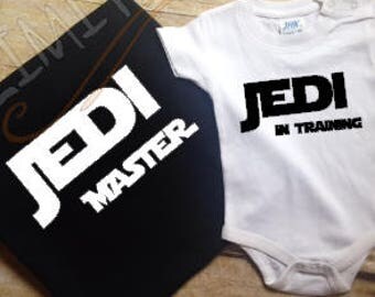 Jedi master,Star Wars,Father and son matching shirts,Fathers day gift,New dad,Family shirts,Jedi in training,gift for dad,Coming home outfit