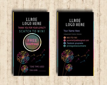LLRoe Home Office Approved Fonts and Colors Fashion Consultant Digital Printable Scratch off Ticket Card - Dandelion