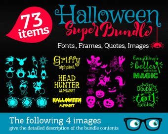 Halloween svg Bundle cut files Halloween Fonts Svg, Scary Bundle quotes, Monograms, Disney Silhouette Cricut Vinyl Heat Press Transfer