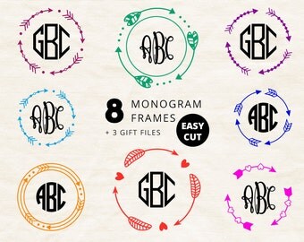 ARROW MONOGRAM frame svg cut files download circle Arrow frame svg for Cricut Round Arrows svg Monogram Border Silhouette dxf digital files