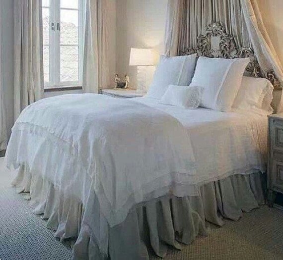 Items similar to Extra long gathered bed skirt on Etsy