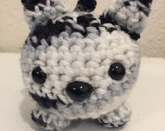 Crochet roly poly cat; stuffed cat; stuffed toy; black and white cat; crochet kitty