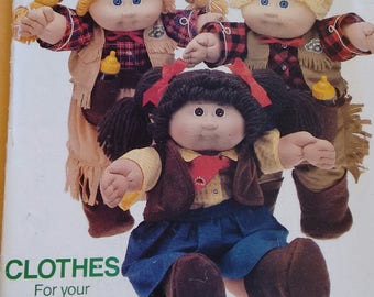 ORIGINAL CABBAGE PATCH Doll Clothes Pattern Uncut with Iron On Transfers Butterick #6826 Cowboy and Cowgirl Outfits, boots, chaps & holster