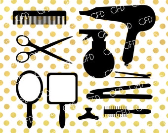 Hairdresser SVG, Hairdresser Tools SVG, Hairstylist SVG, Barber Clipart, Hairstylist Digital File, Instant Download, Svg, Dxf, Jpg, Eps, Png