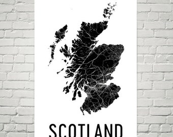 Scotland Map, Map of Scotland, Scotland Print, Scotland Wall Art, Scotland Poster, Scottish Decor, Scottish Art, Scottish Gifts, Scotland