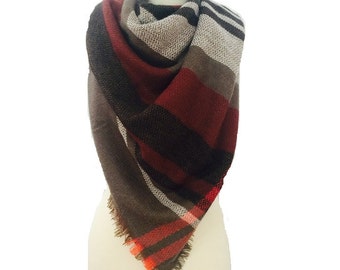 Blanket scarf plaid, warm winter scarf, plaid scarf, wool scarf, warm scarf, womens shawl, blanket scarf wool, scarves, chunky scarf