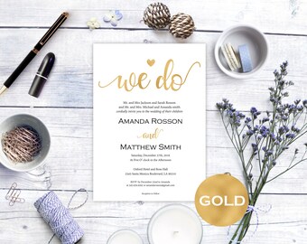 Gold Wedding Invitation Template - Printable wedding - Wedding Invitation Template - Editable Text - Downloadable Wedding #WDH0171