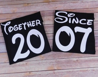 Together since shirts, Disney Couples Shirt, Disney Honeymoon shirts, Couples shirt, Wedding Anniversary, Disney matching shirts, Couples