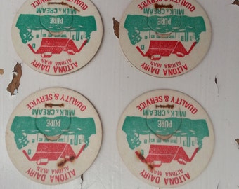 Vintage milk cream bottle top paper Altona Dairy Manitoba labels ephemera mixed media dairy