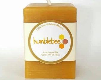 3" x 4" 100% natural beeswax square pillar candle
