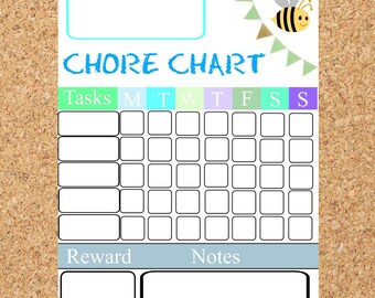 Children's Chore Chart, printable chore charts, chore charts for kids, bees, blank chore charts, reward charts for kids, printable rewards