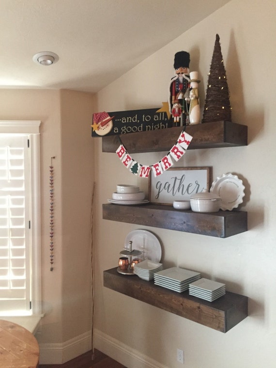 Custom floating shelves by SawdustandStainWyo on Etsy