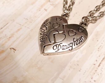 Mother's Day - Mother Daughter necklace - Mother necklace - Daughter necklace - Heart necklace - Silver necklace - Mother Daughter jewelry