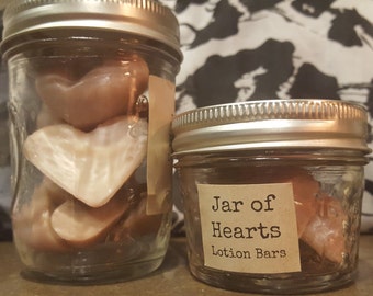 Lotion Bars: Jar of Hearts (Moisturizer, Cocoa Butter, All Natural, Organic, Gifts, Cute, Valentine's Day, Mother's Day, Anniversary, Yoga)
