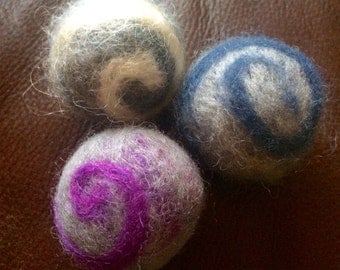 Set of 3 Swirly Wool Needle Felted Catnip Cat Toy Balls