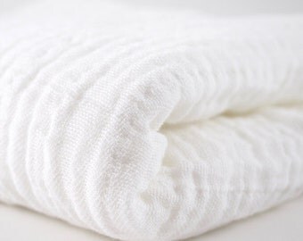 Embrace Double Gauze Fabric in Snow (white) - 100% cotton muslin swaddle fabric by the yard