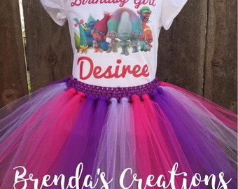 Trolls tutu, Trolls Customized Tutu, Trolls Birthday Outfit, Trolls Birthday tutu, Trolls Birthday Shirt, Trolls Custom Shirt,