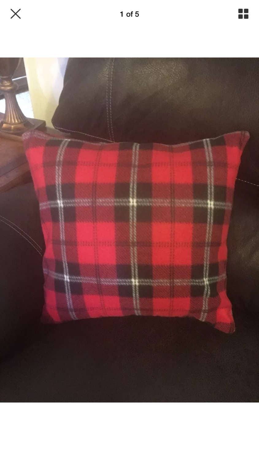 Cabin Plaid Square Throw Pillow Case Cover 18x18