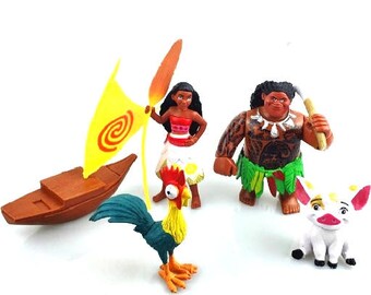 Moana cake topper set birthday decoration action figures toy hawaii party terrarium fairy garden decor 5 pcs