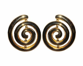 Clips VINTAGE SPHINX - shape spiral round earrings