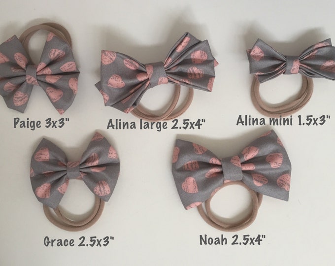 Shabby Chic Pink fabric hair bow or bow tie