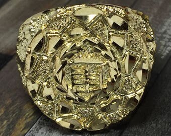 HUGE 10k solid gold Cadillac Ring - Gold Men's Nugget Rings - Men's Nugget Jewelry - Cool Men's Rings - Unique Men's Rings - Men's Jewelry