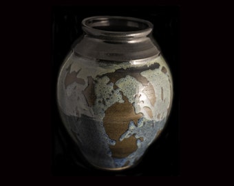 ST 8 Tall stoneware mottled blue vase