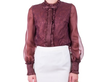Shirt organza and lace, handmade PIECE size (it 42 - eu 38 - uk 10 - us 6) PROMOTIONAL PRICE