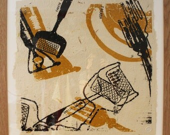 Modern Limited edition original screen print on homemade paper