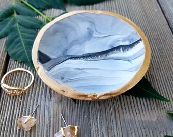 Marble Ring Dish, Marble Ring Holder, Jewelry Storage, Catchall, Black and White Dish, Jewelry Holder, Gift for Her, Birthday Gift