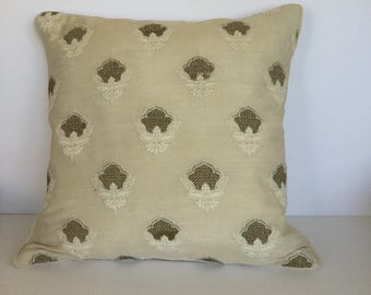 Basket weave embroidered decorative pillow for couch
