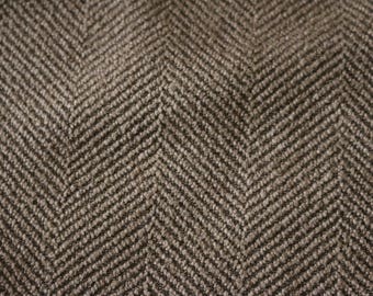 Vintage Brown Tweed Herringbone Winter Coat With Built in Belt