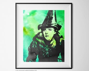 Wicked the Musical Elphaba Watercolor, Art Print, Printable, 8x10, Digital Download