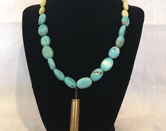 Turquoise Necklace with 6.8 Bullet Casing