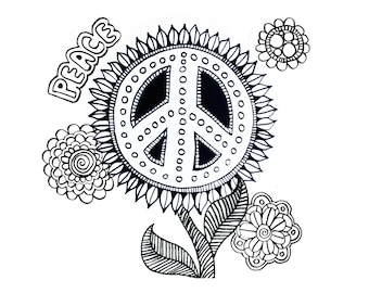 Peace coloring page | Etsy