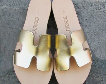Ancient Greek Premium Leather H Sandals Handcrafted in Greece