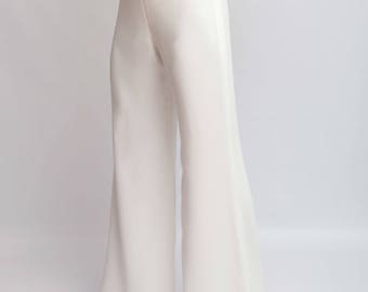 white high waisted palazzo pants