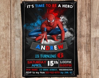 Spiderman Invitation - Spiderman Invite - Spiderman Birthday - Spiderman Party - Spiderman Cards - Spiderman Tags - Spiderman Birthday Party
