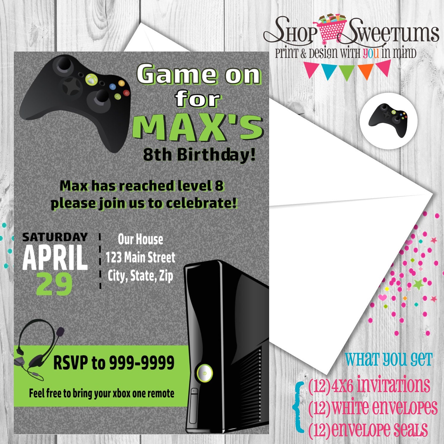 Gamer invitation Xbox party invitation