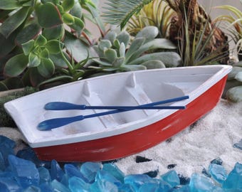 Fairy Garden Dollhouse Miniature Skiff/Rowboat with Oars
