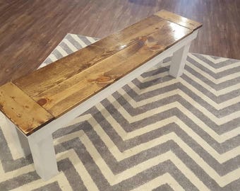 Rustic Wooden Farmhouse Style bench | Fixer Upper | HGTV | kitchen Table | Dining Room table
