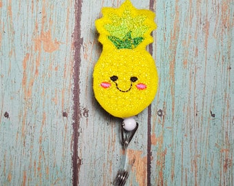 Pineapple Badge Reel, Nurse Badge Reel, Felt Badge Reel, Nursing Student Gift, ID Badge Holder, Dental Hygienist, Nurse Appreciation, RN