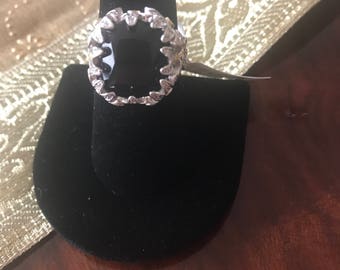 Sterling Silver Ring with Blue Center Stone