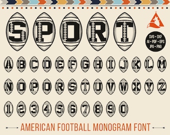 Football Svg Football font Svg Football Monogram Svg Football Monogram font Svg, American Football, Letters in Ball, Sport Initials Svg Dxf