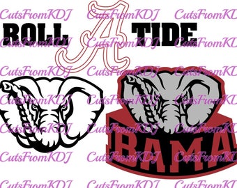Alabama Elephant Roll Tide SVG/DXF Bama College Vector Vinyl Woodworking Metalworking Silhouette Etching Team Football Wall Decor