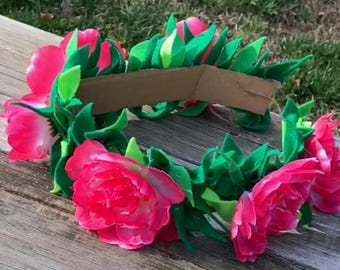 Moana Headband, Moana Party Flower Crown, Toddler Girls Flower Crown, Moana Costume, Moana Flower Crown, Tieback Flower Crown Headband