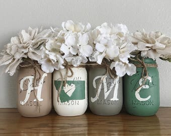 Home Mason Jars, Home State Mason jar set, Set of 4 pint size Mason jars, Shabby Chic decor, Rustic Home decor, Farmhouse, Housewarming gift