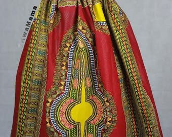 Red Dashiki Skirt, Angelina Skirt, African maxi skirt, African wax, Robe Africaine dashiki, Ankara maxi skirt