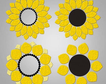Sunflower svg Sunflower Monogram svg files flower monogram svg cricut cut files silhouette cutting files